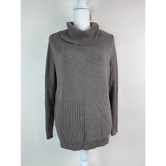 Chico's women's 2 large light‎ brown textured lightweight cowl neck sweater top - Picture 1 of 7